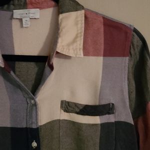 Lucky brand, plaid button down with open back